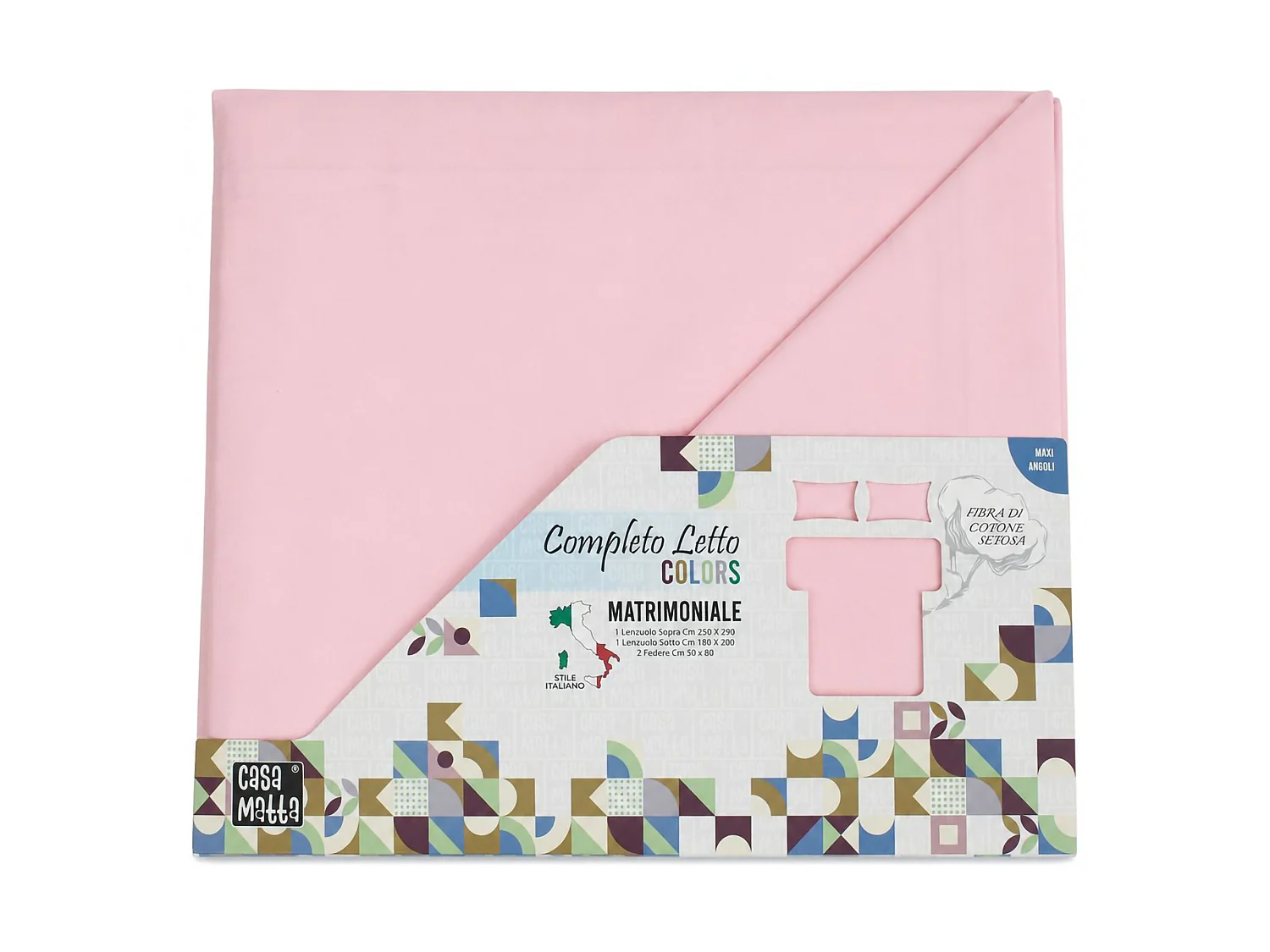 Ensemble Complet Lit Double Sarisa, en Polycoton, Rose, Lavable en Machine