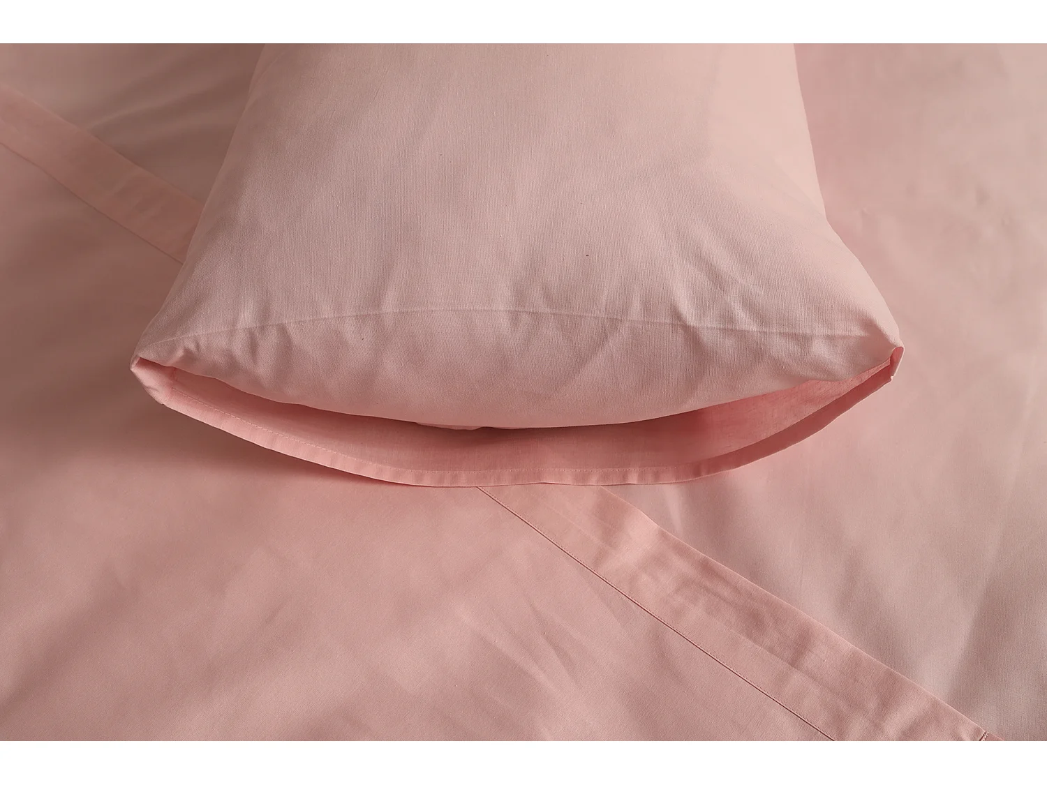 Ensemble Complet Lit Double Sarisa, en Polycoton, Rose, Lavable en Machine