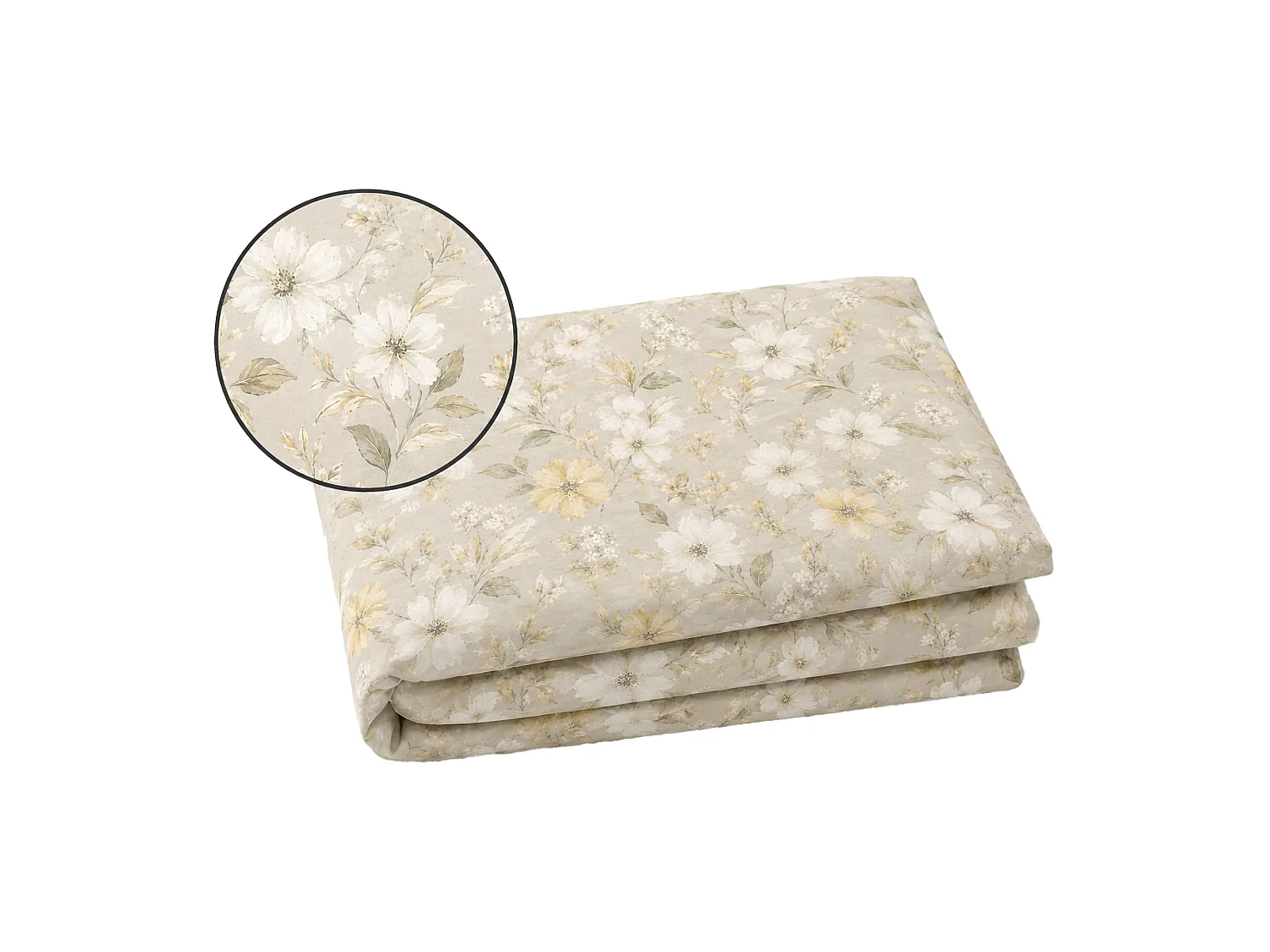 Ensemble Complet Lit Simple Roserada, en Percale, Blanc Crème, Lavable en Machine, Structure Couleur Or