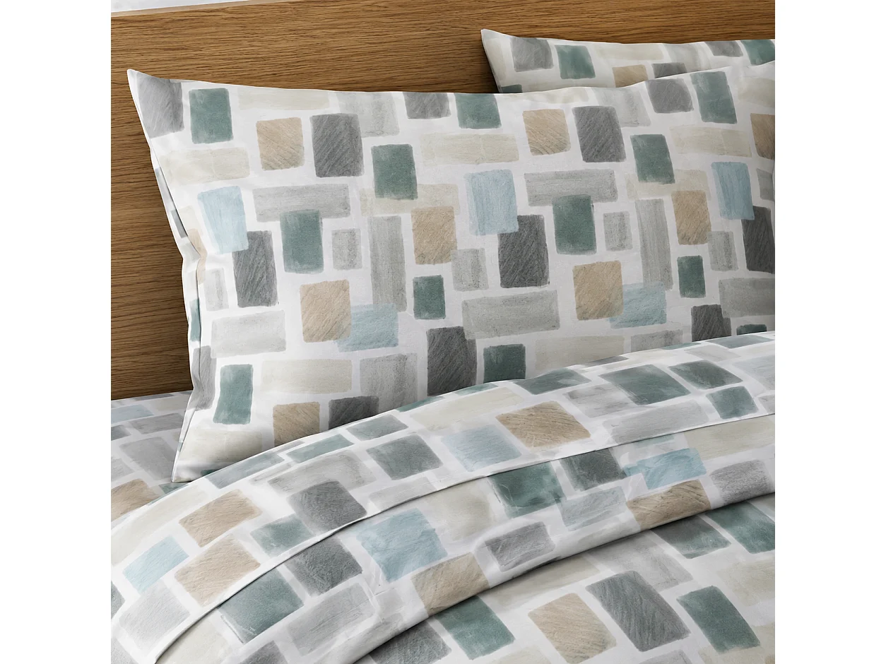 Set Completo Letto Matrimoniale Rovanone, in Cotone, blu, Lavabile in Lavatrice, Asciugatrice