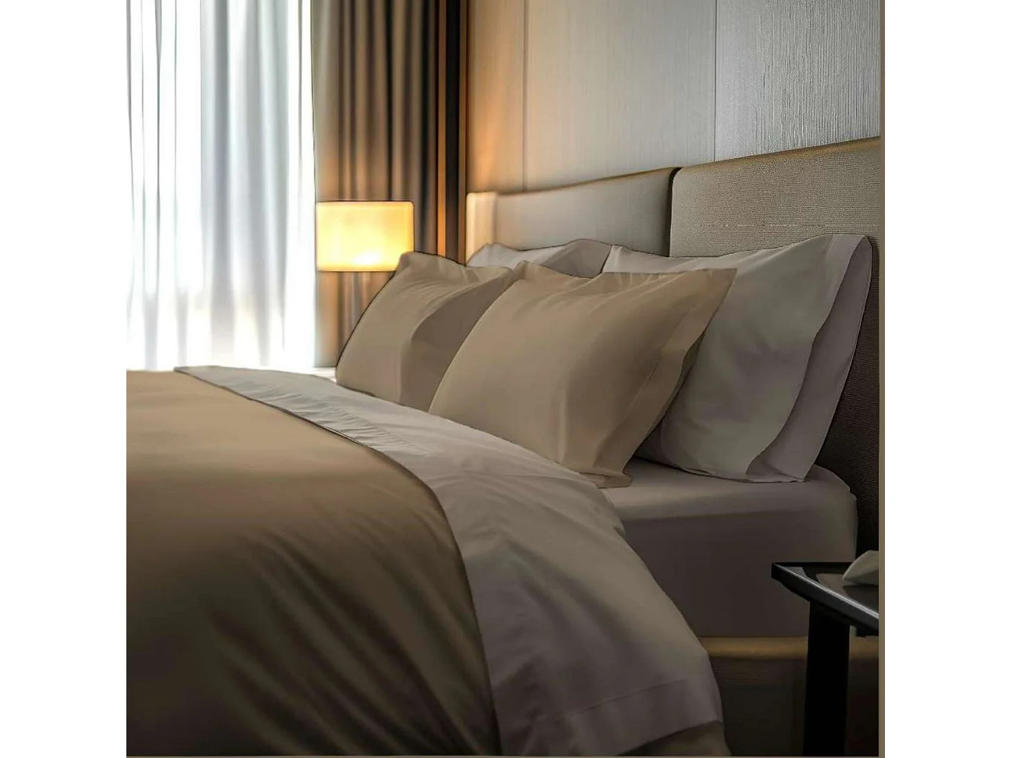 Set Completo Letto Matrimoniale Rositene, in Percalle, Marrone, Lavabile in Lavatrice, Asciugatrice