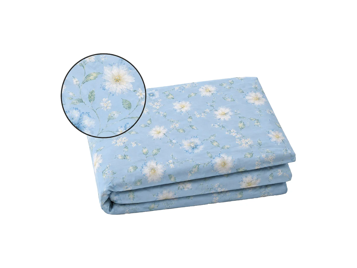 Ensemble Complet Lit Double Rorome, Percale, bleu, Lavable en Machine, Sèche-linge