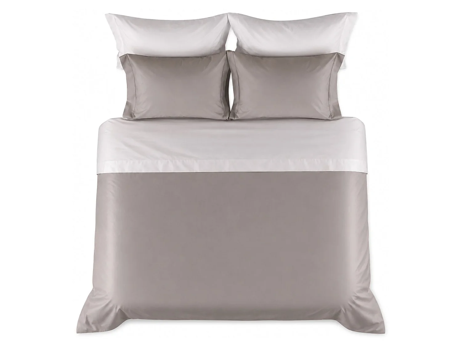 Set Completo Letto Singolo Rosinone, in Percalle, Grigio, Lavabile in Lavatrice