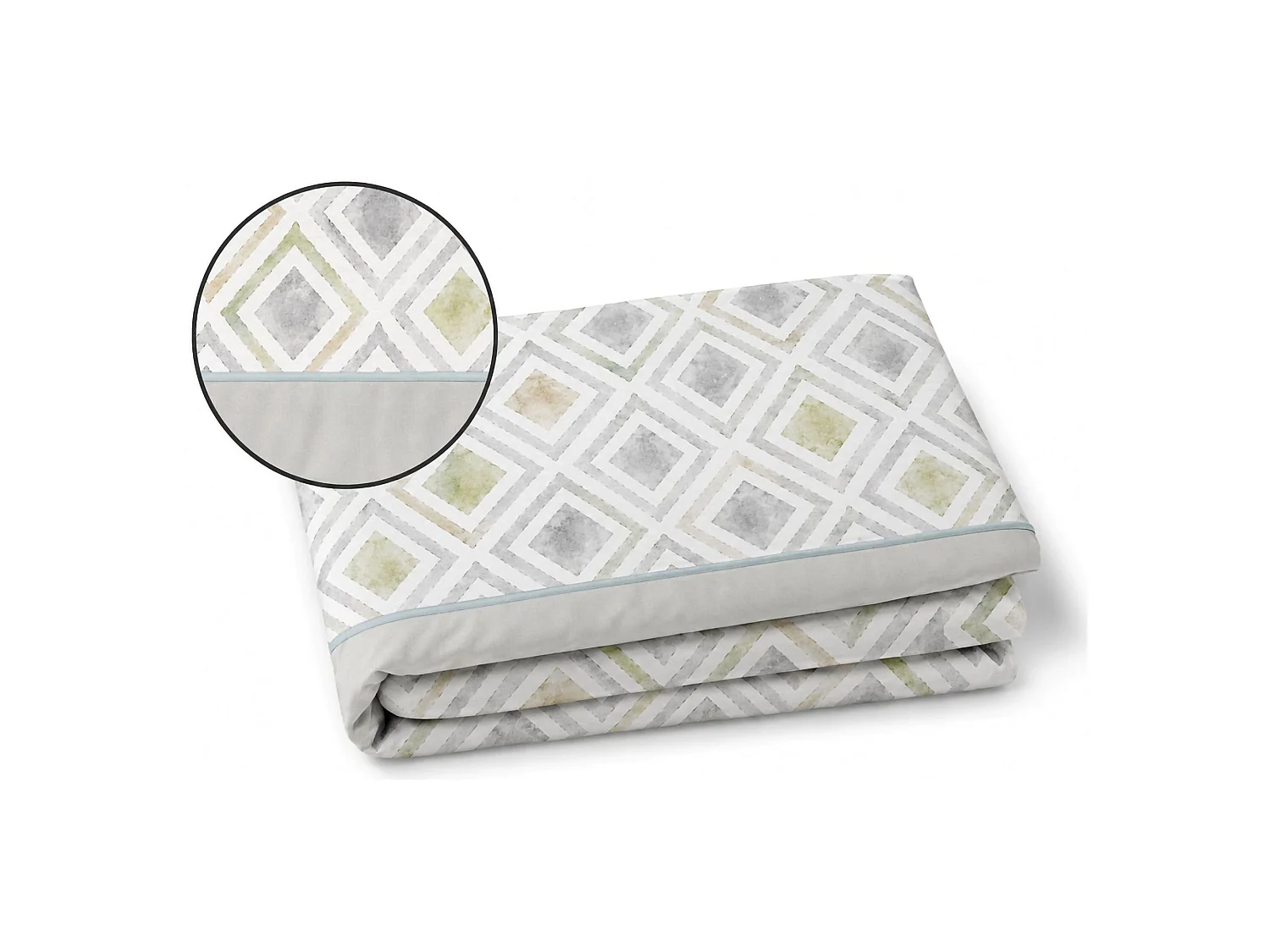 Ensemble Complet Lit Double Sateneha, en Polycoton, Gris, Lavable en Machine, Structure Verte