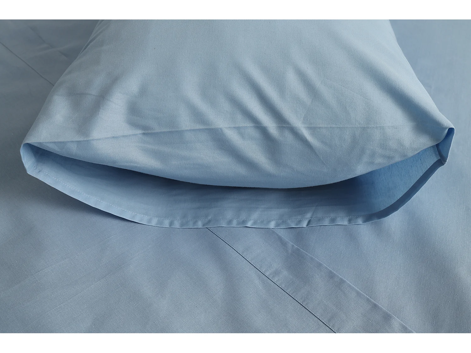 Ensemble Complet Lit Double Sarisa, en Polycoton, Bleu, Lavable en Machine