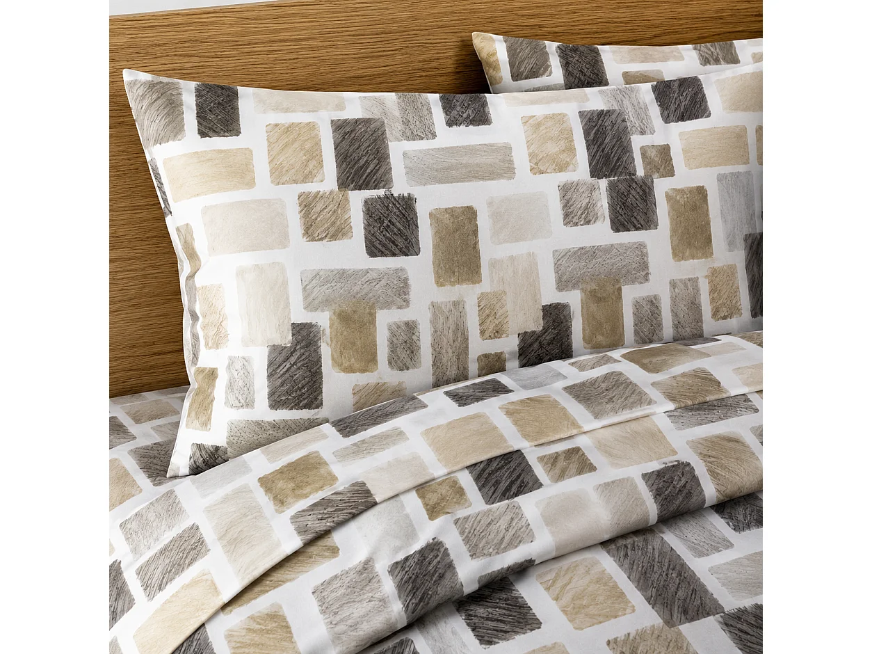 Set Completo Letto Matrimoniale Rovanone, in Cotone, Bianco Crema, Lavabile in Lavatrice, Asciugatrice
