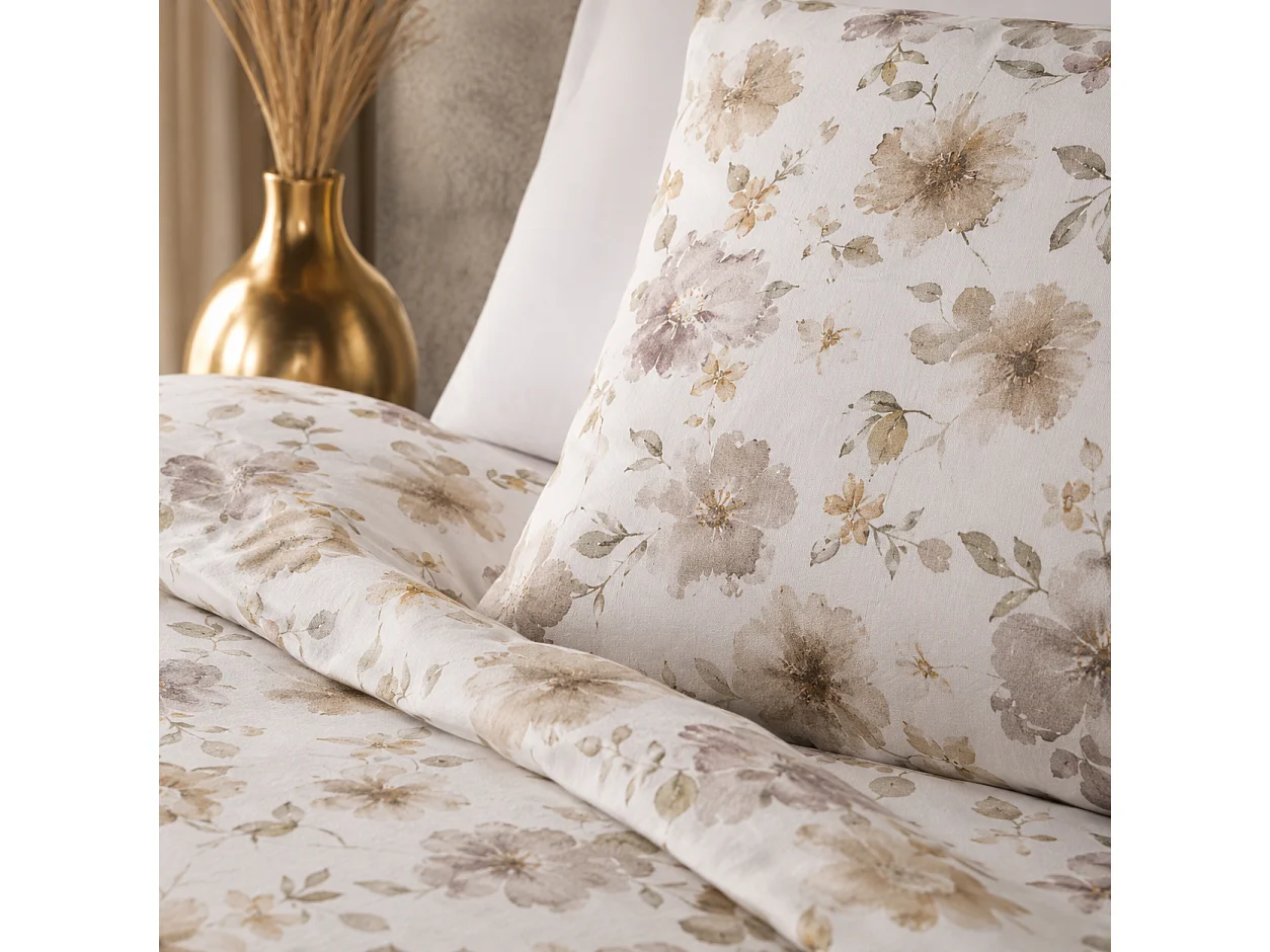 Ensemble Completo Lit et Demi Roretona, en Percale, Rose Ancien, Lavable en Machine, Sèche-linge