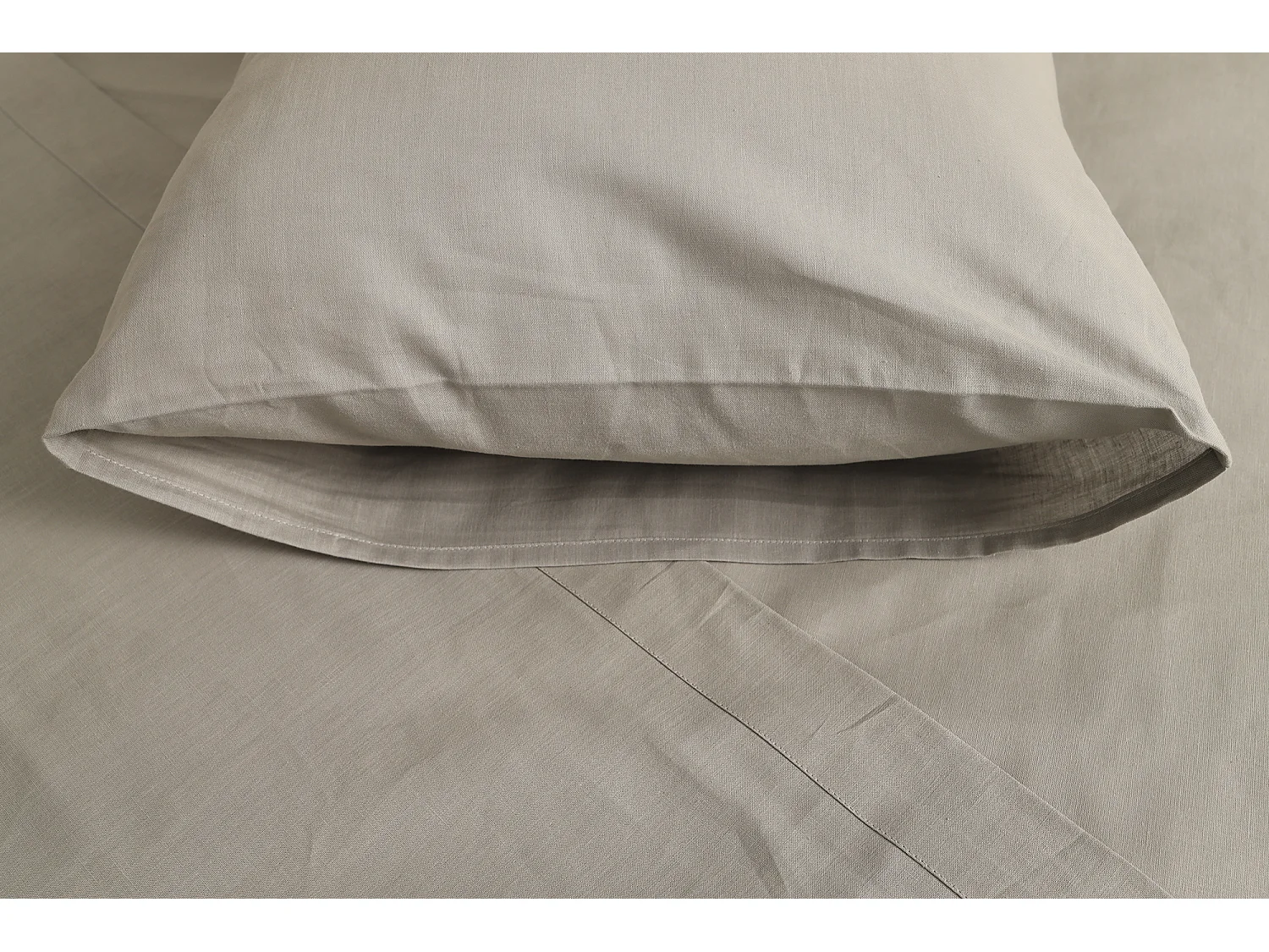 Ensemble Complet Lit Simple Sapatalo, en Polycoton, Gris Pierre, Lavable en Machine