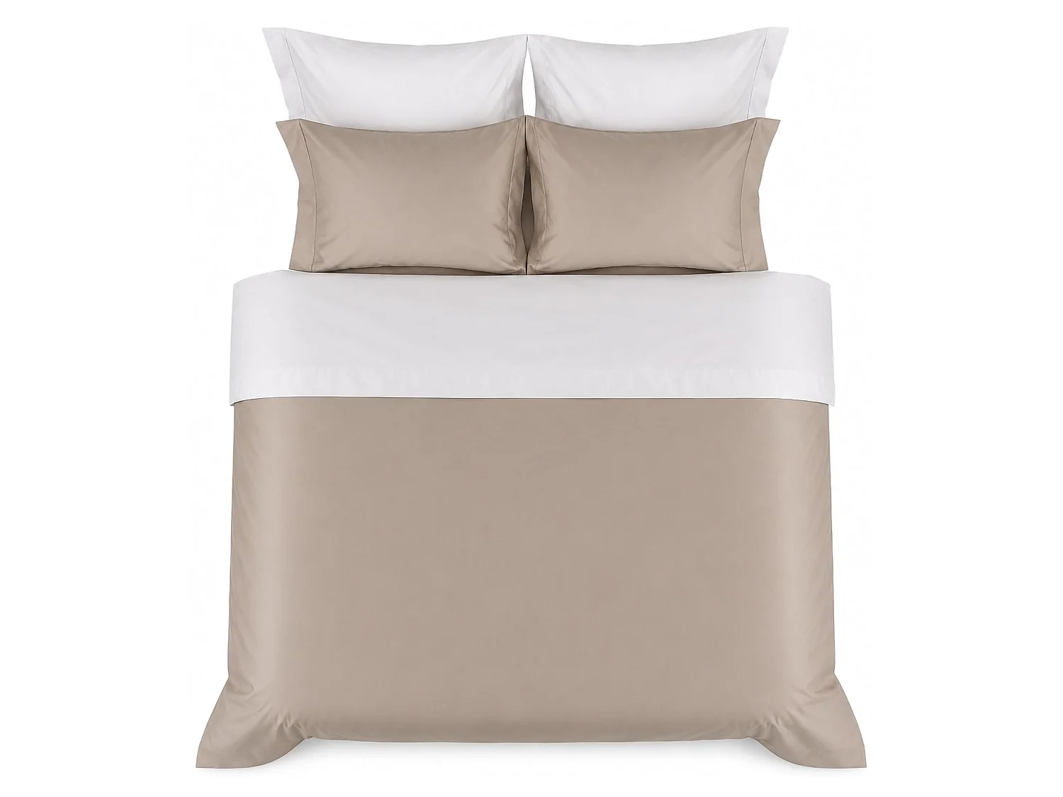 Set Completo Letto Piazza e Mezza Rosirora, in Percalle, Marrone Chiaro, Lavabile in Lavatrice, Asciugatrice