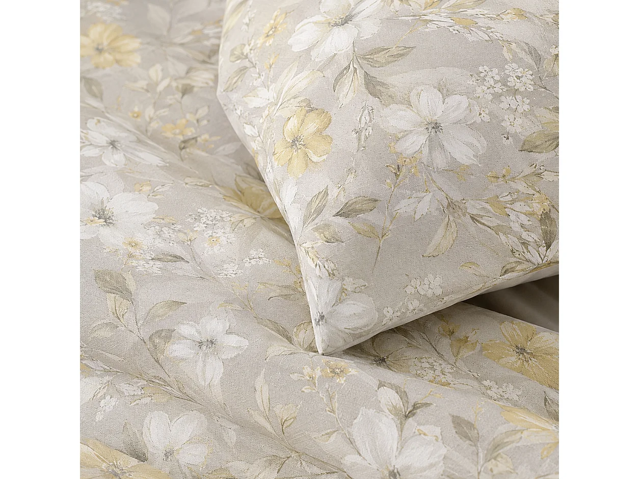 Ensemble Complet Lit Double Rosima, en Percale, Blanc Crème, Lavable en Machine, Sèche-linge