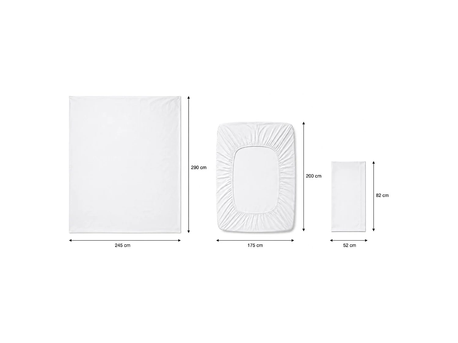 Set Completo Letto Matrimoniale Rova, in Cotone, Bianco Avorio, Lavabile in Lavatrice, Asciugatrice