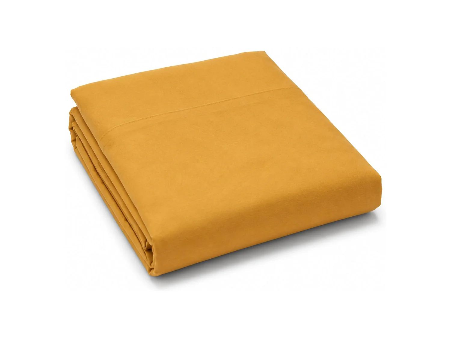 Ensemble Complet Lit Double Sarisa, en Polycoton, Jaune Moutarde, Lavable en Machine
