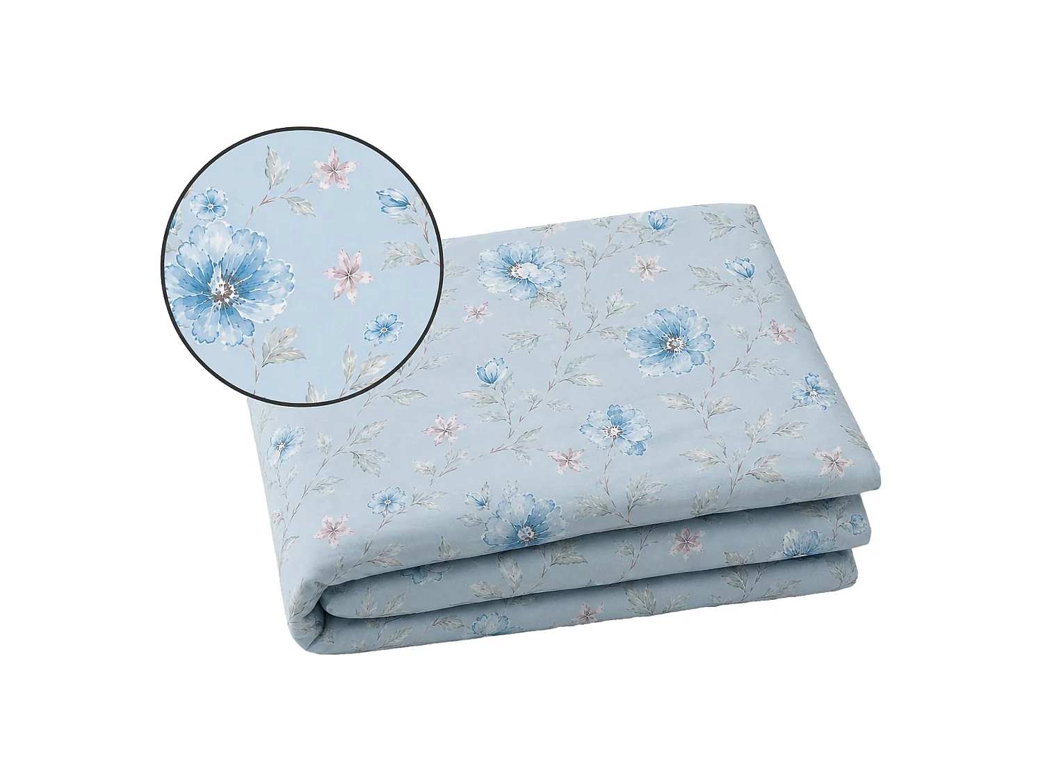 Ensemble Complet Lit Simple Roserada, en Percale, Bleu Clair, Lavable en Machine