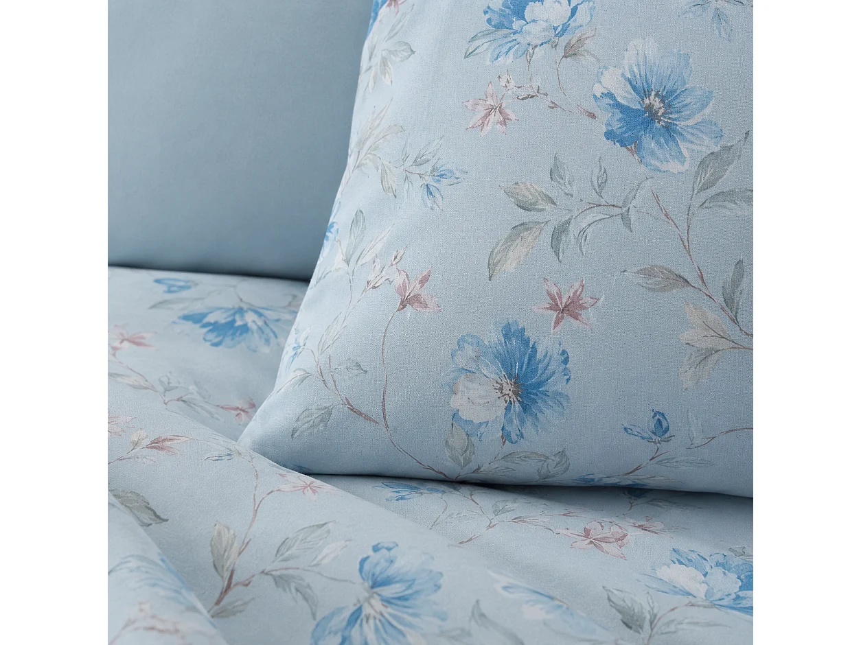 Ensemble Complet Lit Simple Roserada, en Percale, Bleu Clair, Lavable en Machine