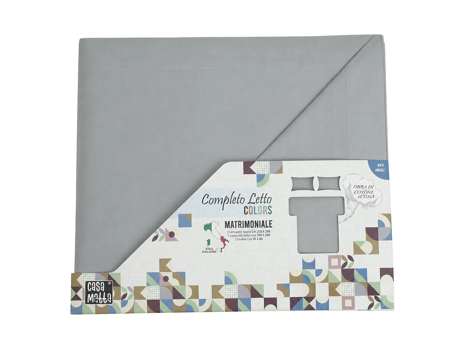 Ensemble Complet de Lit Double Sarisa, en Polycoton, Gris Pierre, Lavable en Machine