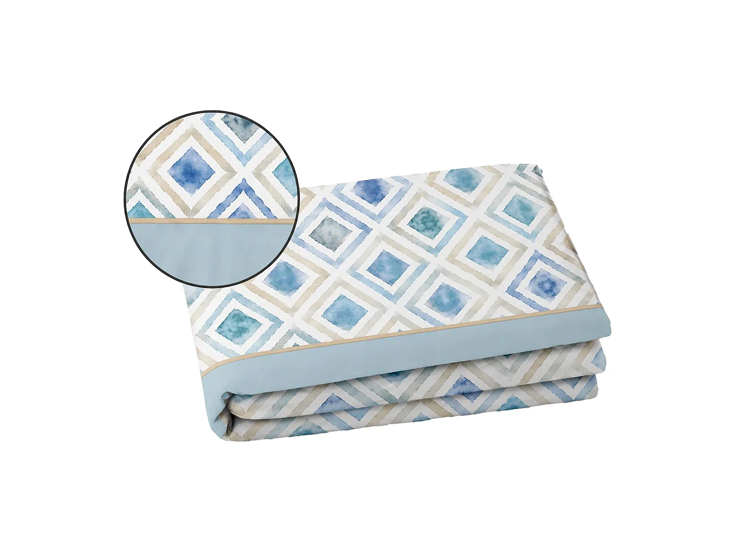 Ensemble Complet Lit Double Sateneha, en Polycoton, Bleu, Lavable en Machine