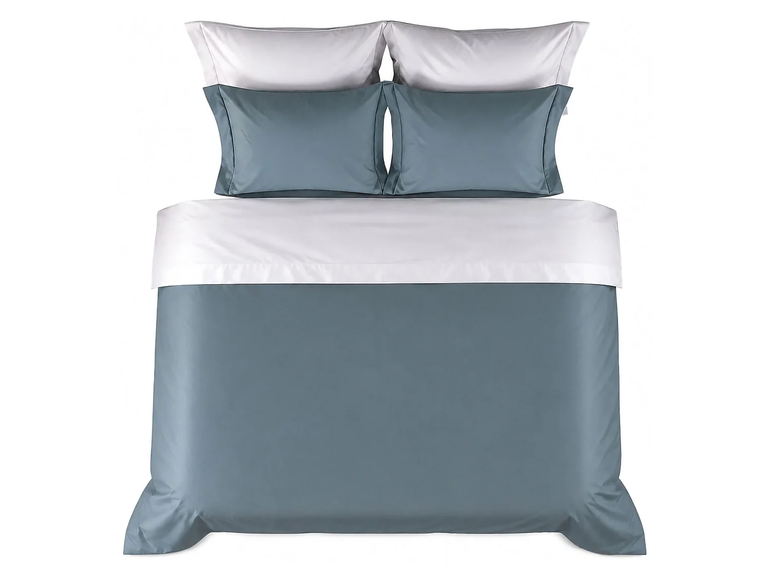 Set Completo Letto Matrimoniale Rositene, in Percalle, Grigio Petrolio, Lavabile in Lavatrice, Asciugatrice
