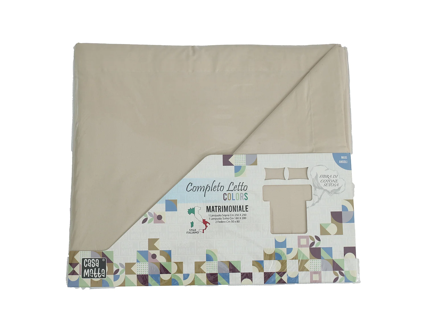 Ensemble Complet Lit Double Sarisa, en Polycoton, Beige Écru, Lavable en Machine