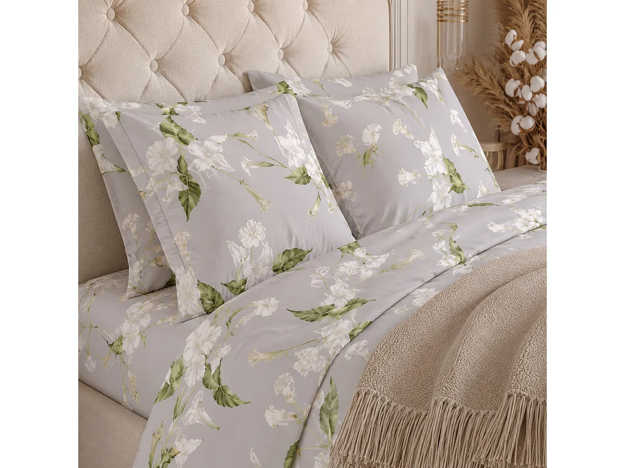Set Completo Letto Matrimoniale Rovanone, in Cotone, Bianco Crema, Lavabile in Lavatrice, Asciugatrice