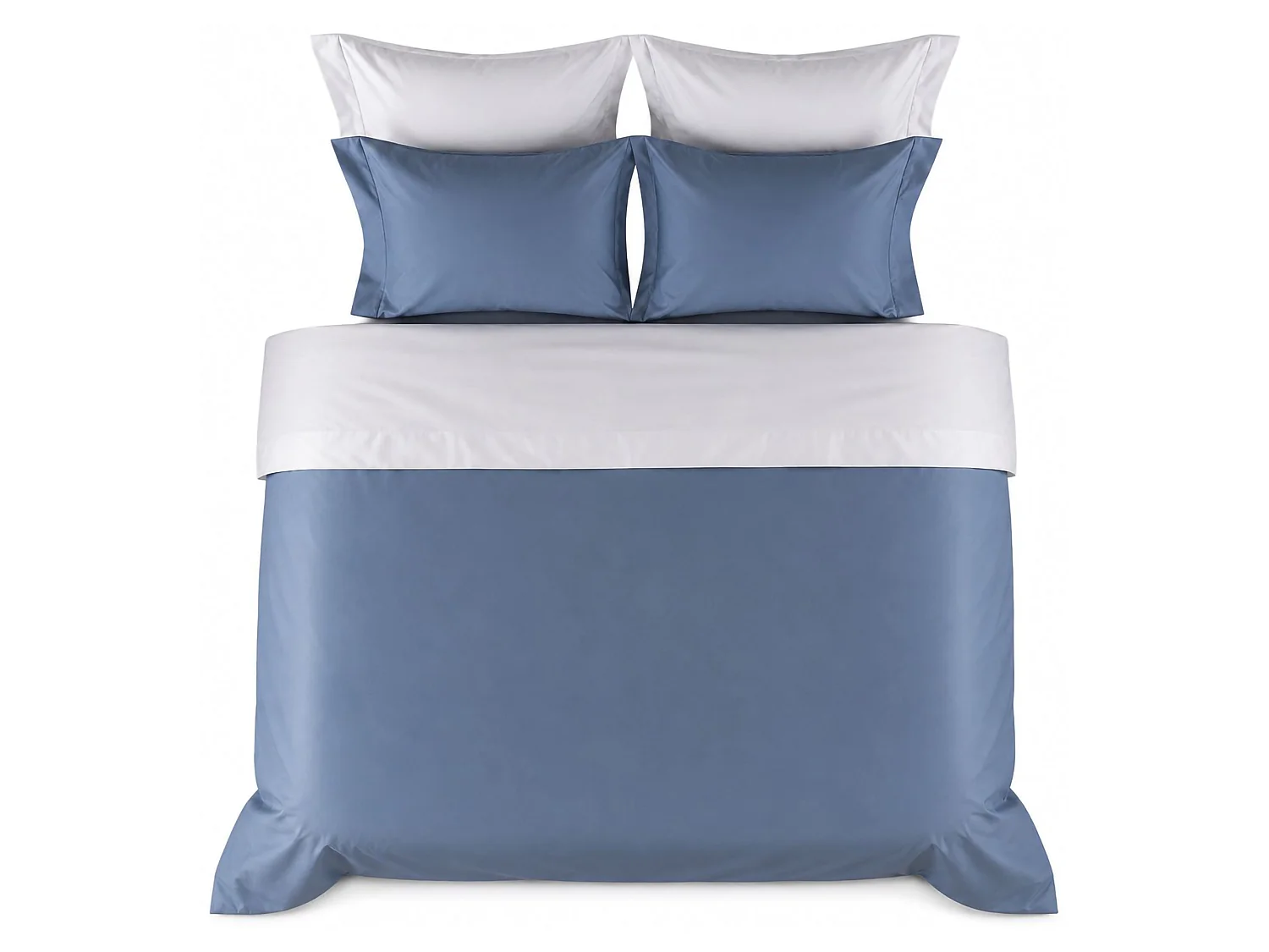 Set Completo Letto Piazza e Mezza Rosirora, in Percalle, blu, Lavabile in Lavatrice, Asciugatrice