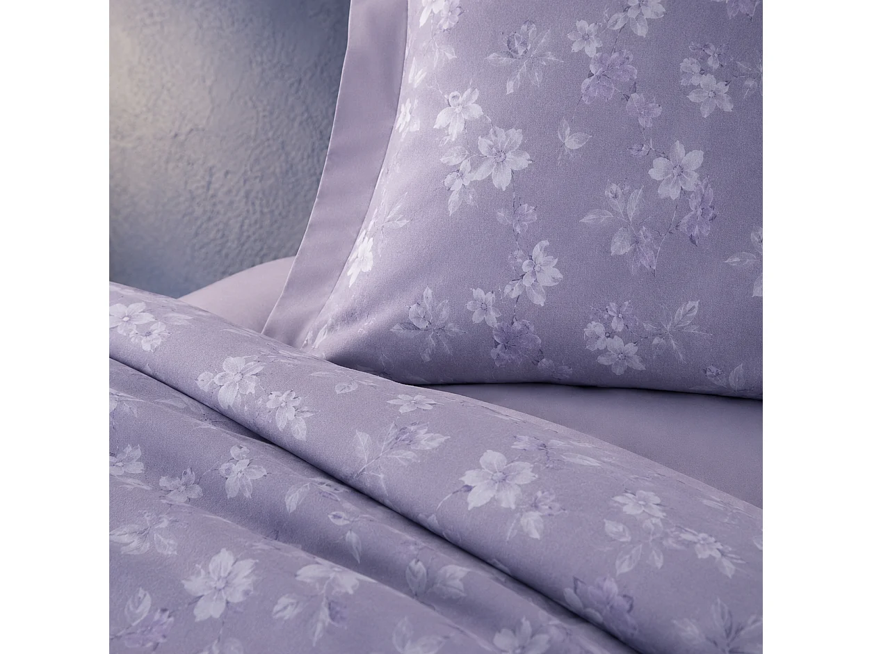 Ensemble Complet Lit Une Place et Demi Rorolisi, en Percale, Violet Lilas, Lavable en Machine, Sèche-linge