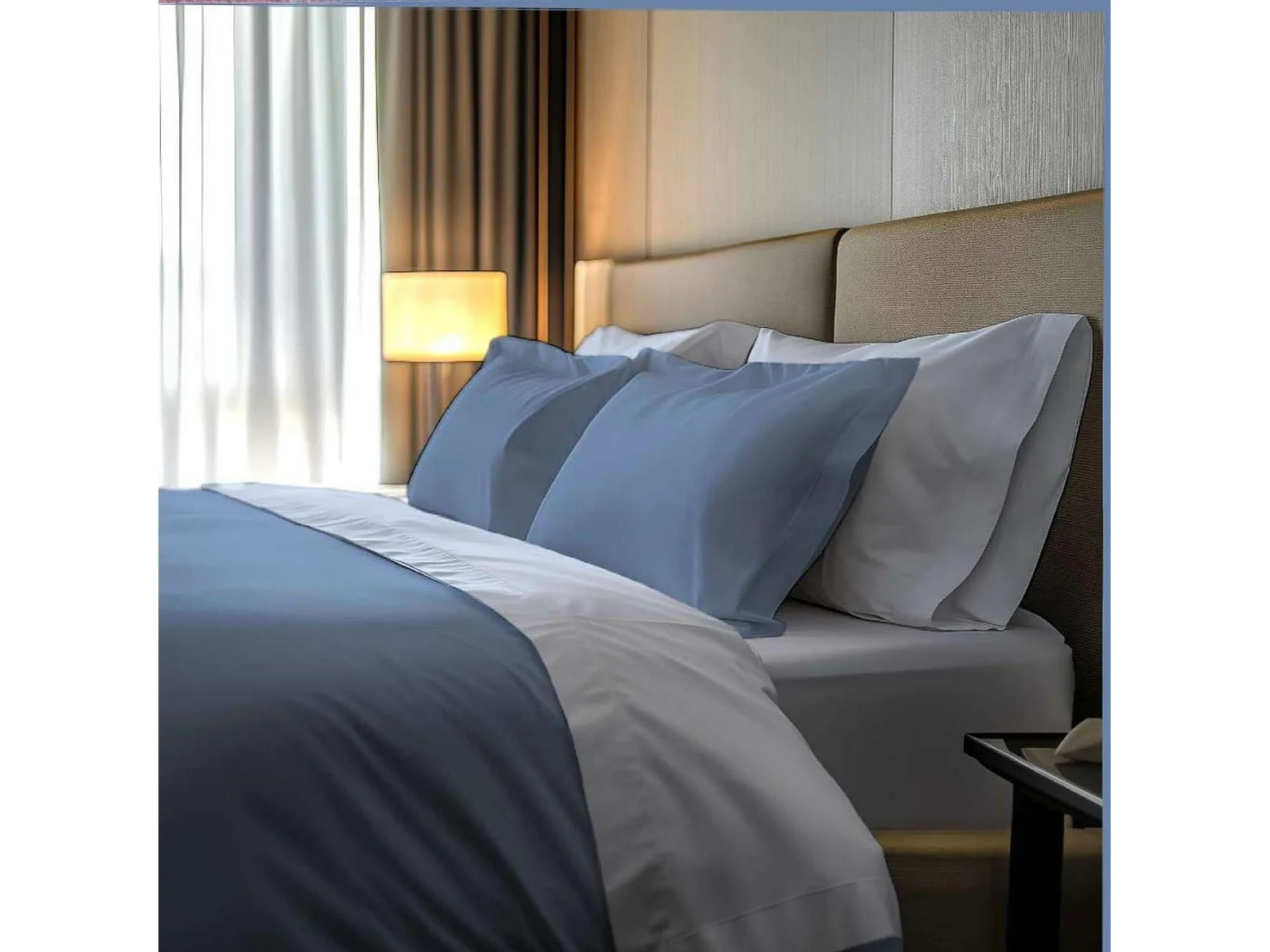 Set Completo Letto Singolo Rosinone, in Percalle, blu, Lavabile in Lavatrice