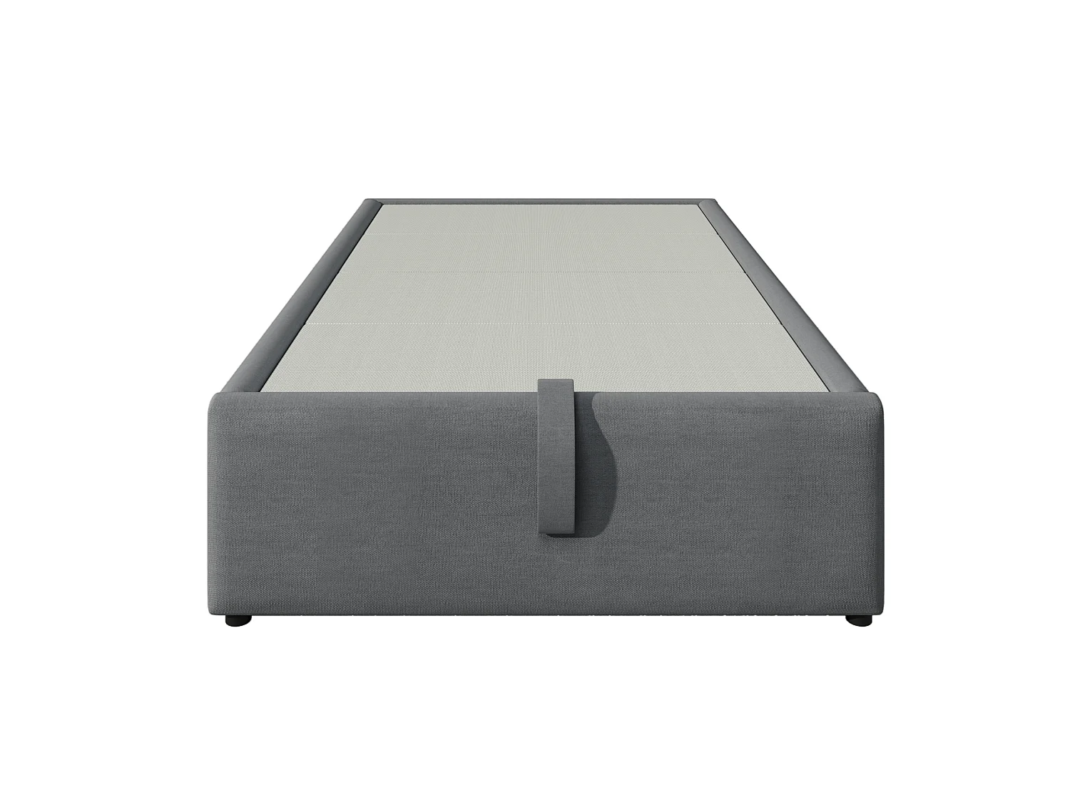 Lit Simple 90x190 cm, Coton Gris, Rangement Hydraulique, USB Type-C, Sommier Plein, Sans Tête de Lit, Sans Matelas, Stable