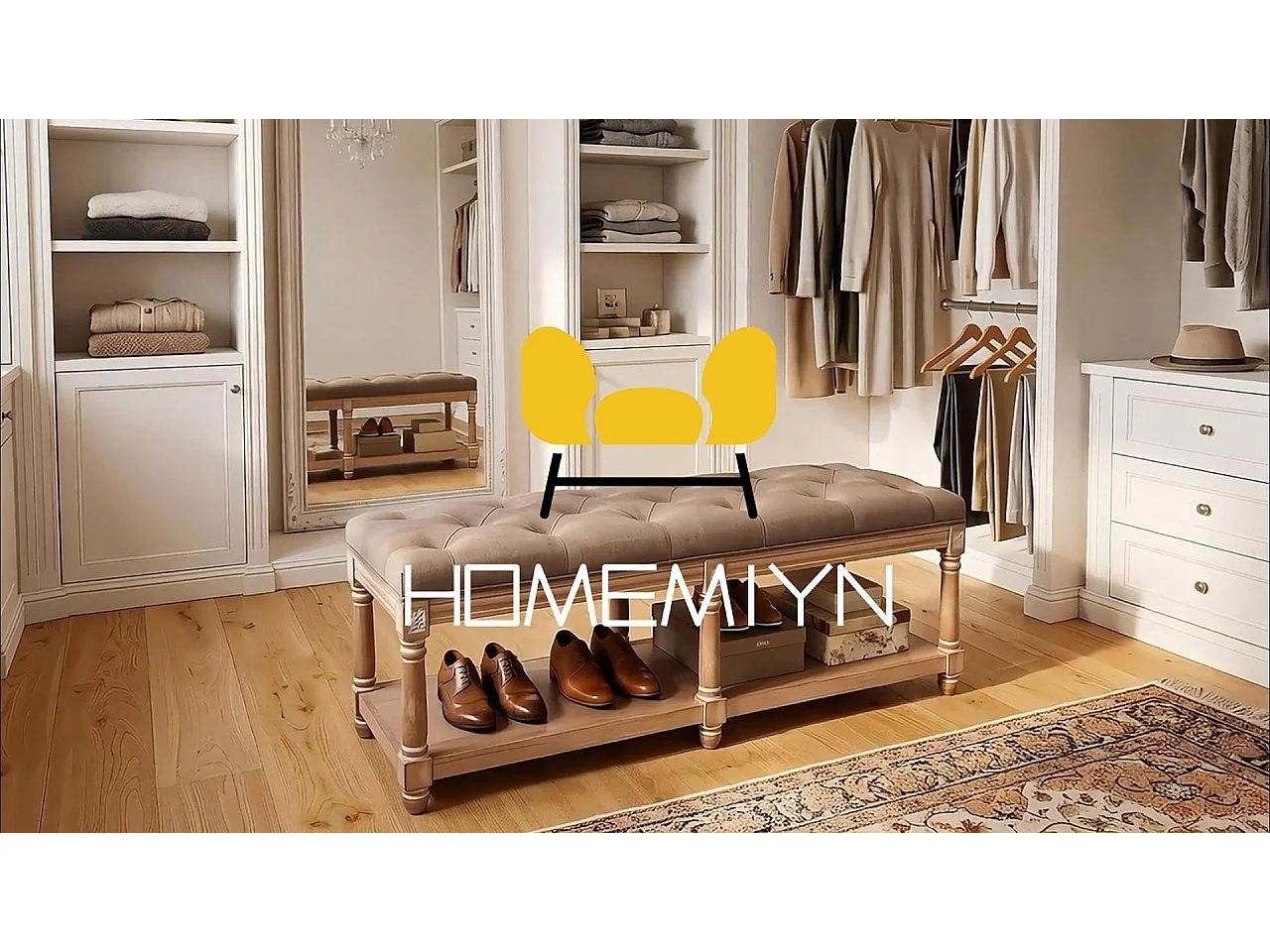 HomeMiYN Banquette Coffre 2 Places avec Coussin, Banc de Lit avec Rangement, Banc à Chaussures pour Entrée, Chambre et Salon
