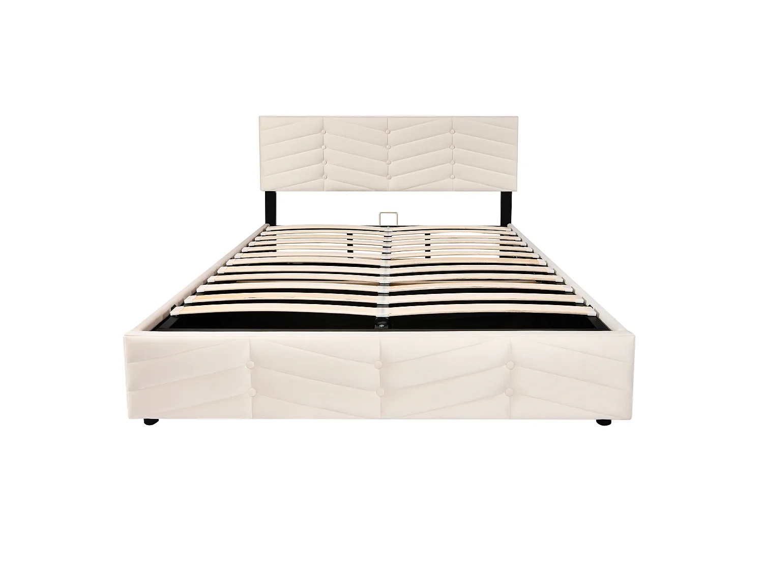 Lit double 140x200,tête de lit réglable,sommier à lattes,montage facile,design classique avec boutons,velours beige