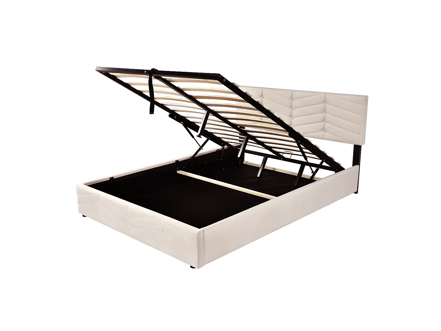 Lit double 140x200,tête de lit réglable,sommier à lattes,montage facile,design classique avec boutons,velours beige