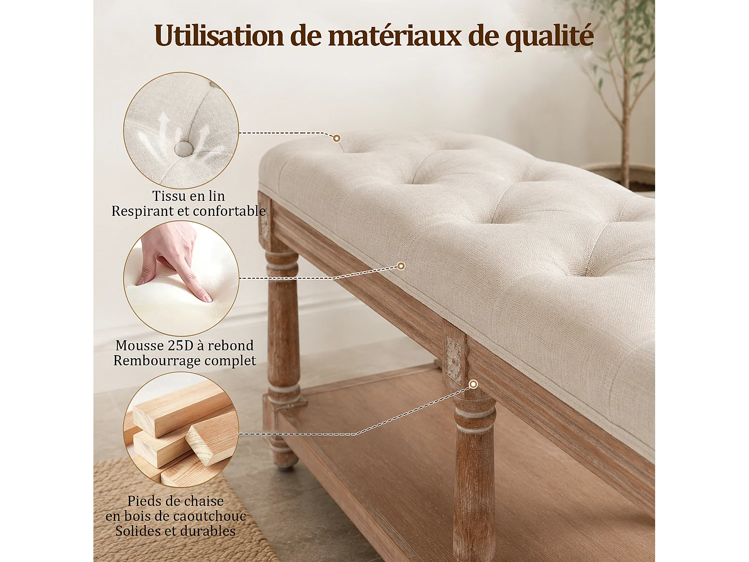 HomeMiYN 2-Sitzer Sitzbank mit Stauraum und Kissen, Bettbank mit Aufbewahrung, Schuhbank für Flur, Schlafzimmer und Wohnzimmer