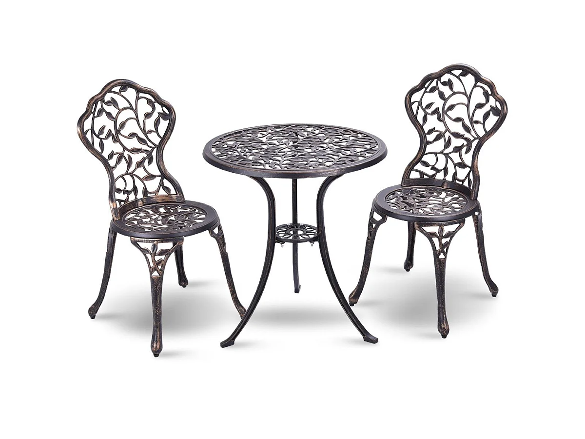 Ensemble bistro - 3 pièces aluminium noir antique - modèle balcon