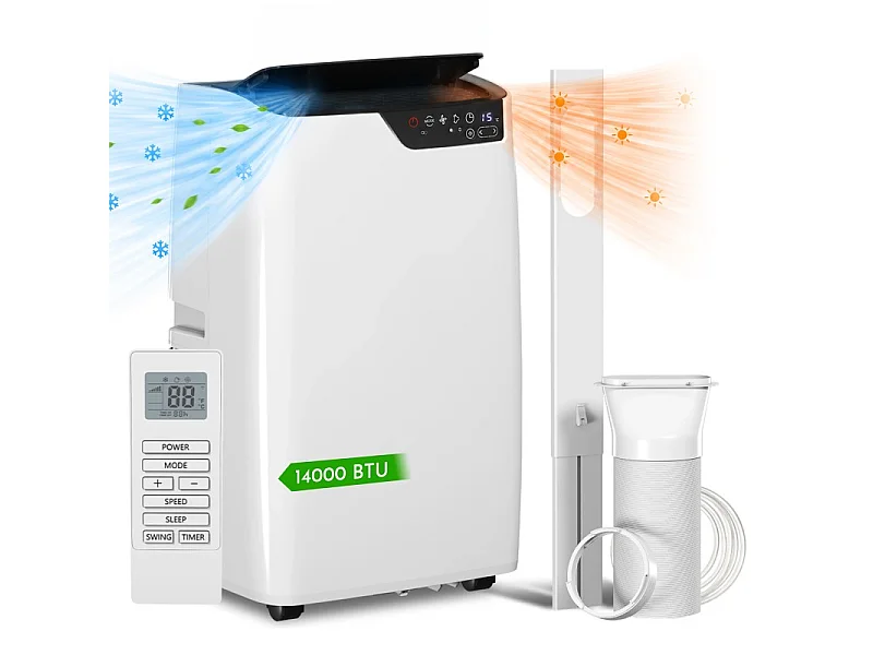 Climatiseur Mobile - Blanc - 14000 Btu - Réversible Chaud/froid - Silencieux