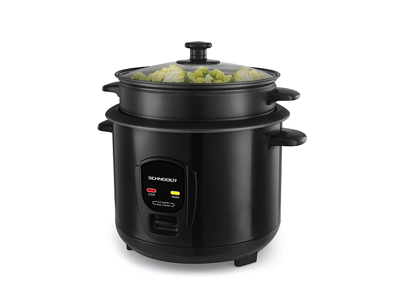 Schneider - Souffle De Riz - Noir - Cuiseur à Riz 1,8l - Panier Vapeur - Maintien Au Chaud