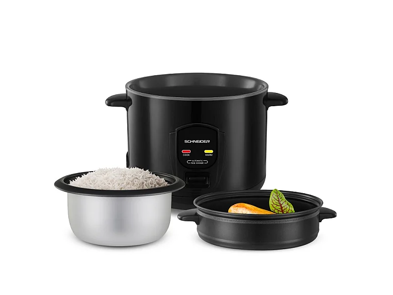 Schneider - Souffle De Riz - Noir - Cuiseur à Riz 1,8l - Panier Vapeur - Maintien Au Chaud