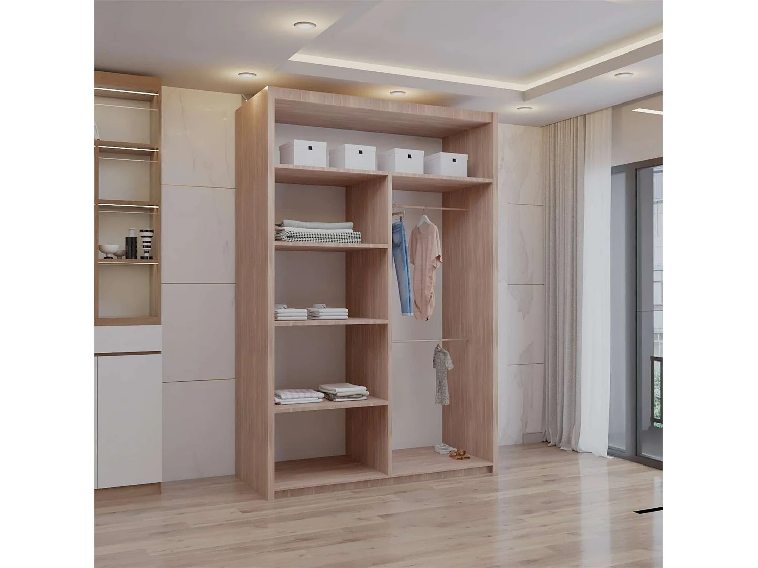 Double mirrored sliding door wardrobe - 120cm walnut- Modern