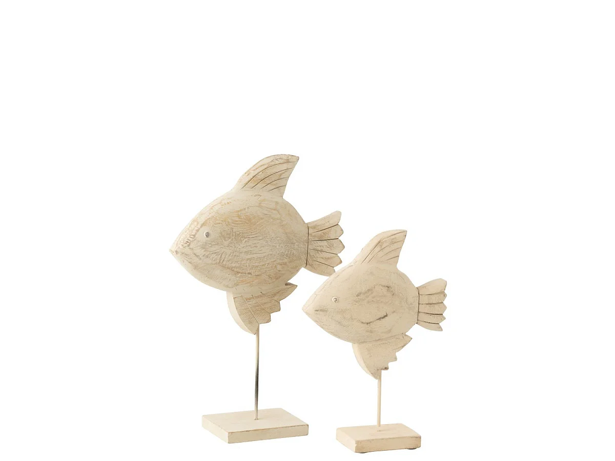 Statuette Poisson sur Pied en Bois "Antwan" 40cm Naturel