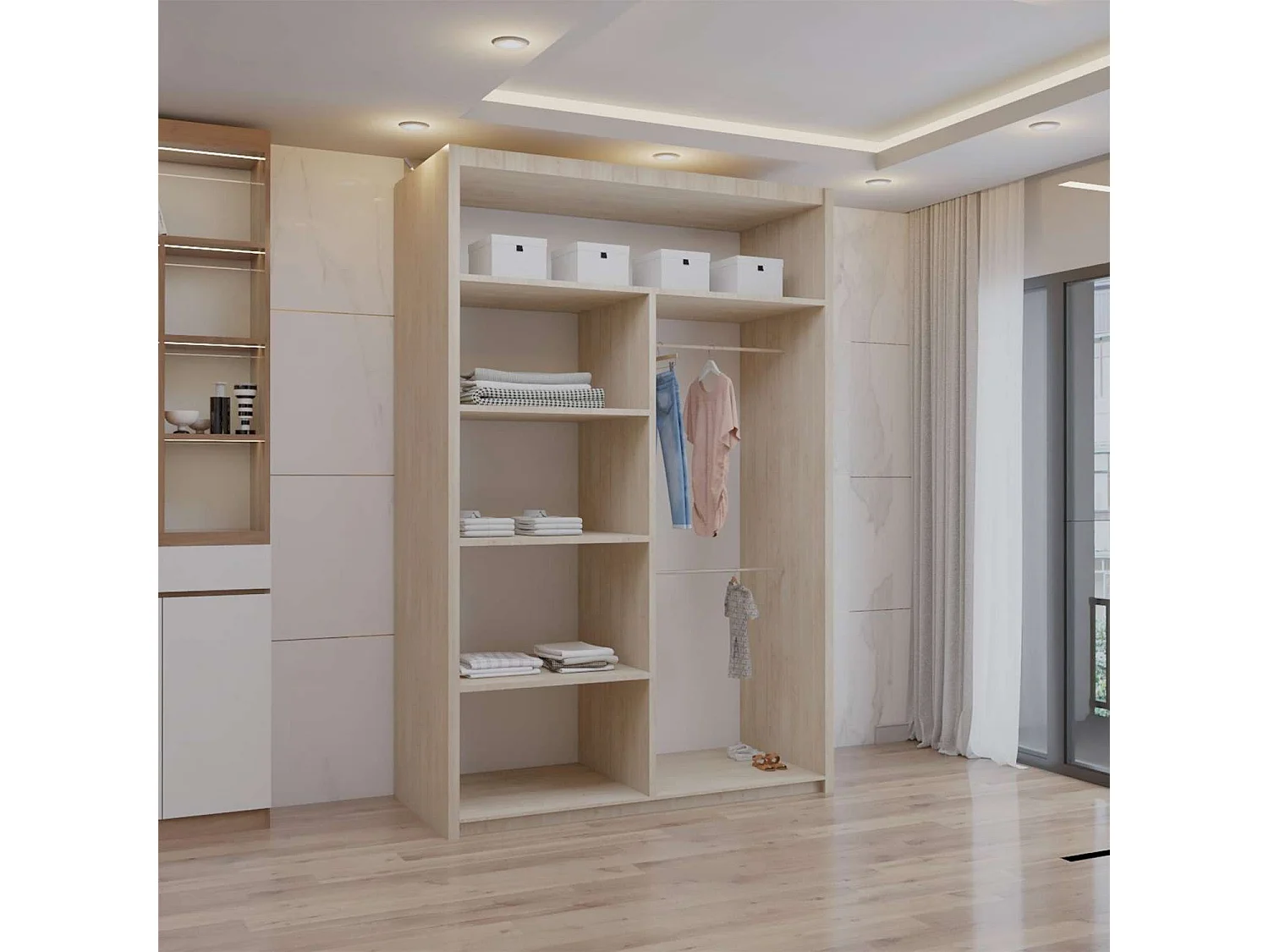 Double mirrored sliding door wardrobe - 120cm oak- Modern