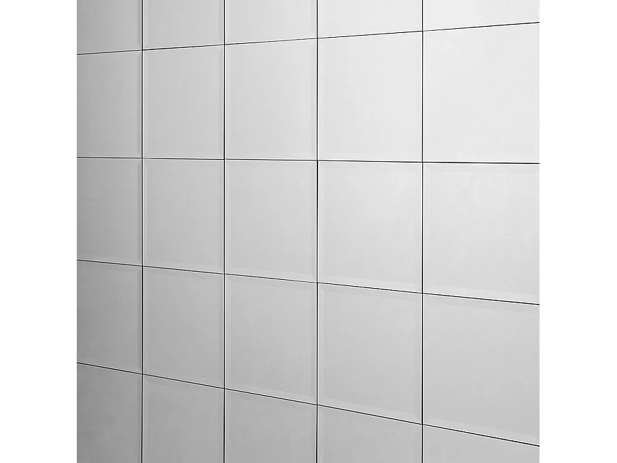 Mirrored Square Wall Tiles Pack - 6 Bevelled Silver Glass Tiles, 30x30 cm