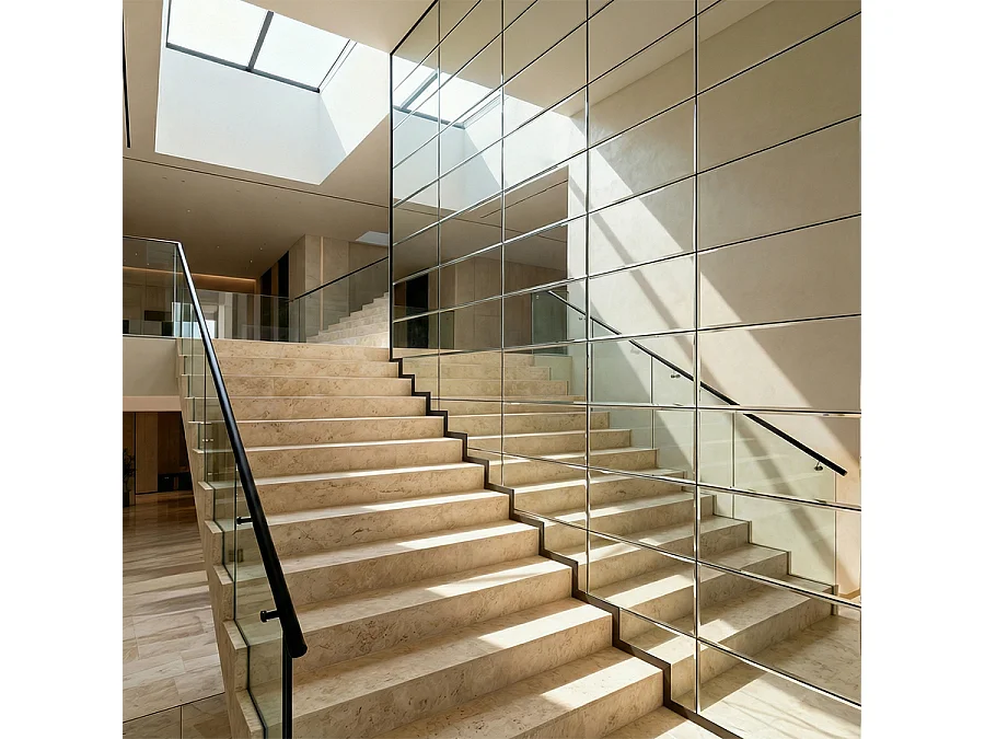 My Furniture Large Rectangular Mirrored Wall Tiles Pack, 6 Tiles, Bevelled Edges, 0.96 m²