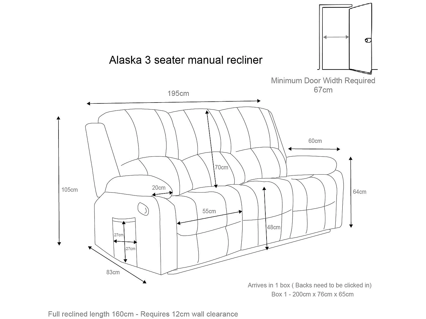 Alaska Grey Fabric Manual Recliner 3+2 Suite