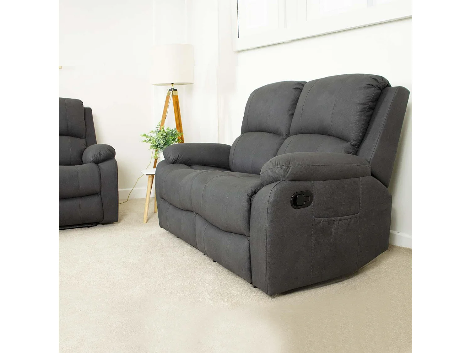 Alaska Grey Fabric Manual Recliner 3+2 Suite
