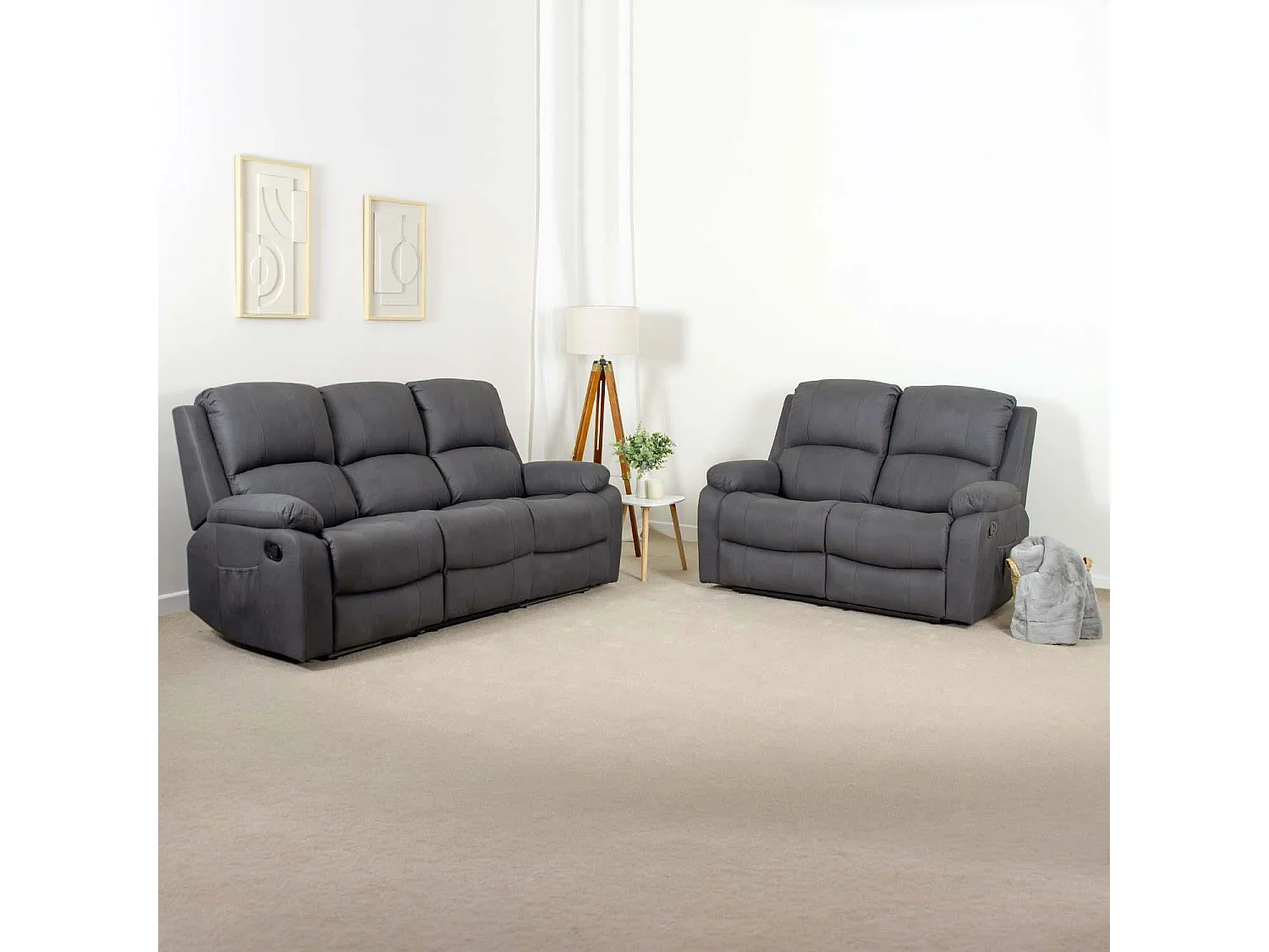 Alaska Grey Fabric Manual Recliner 3+2 Suite