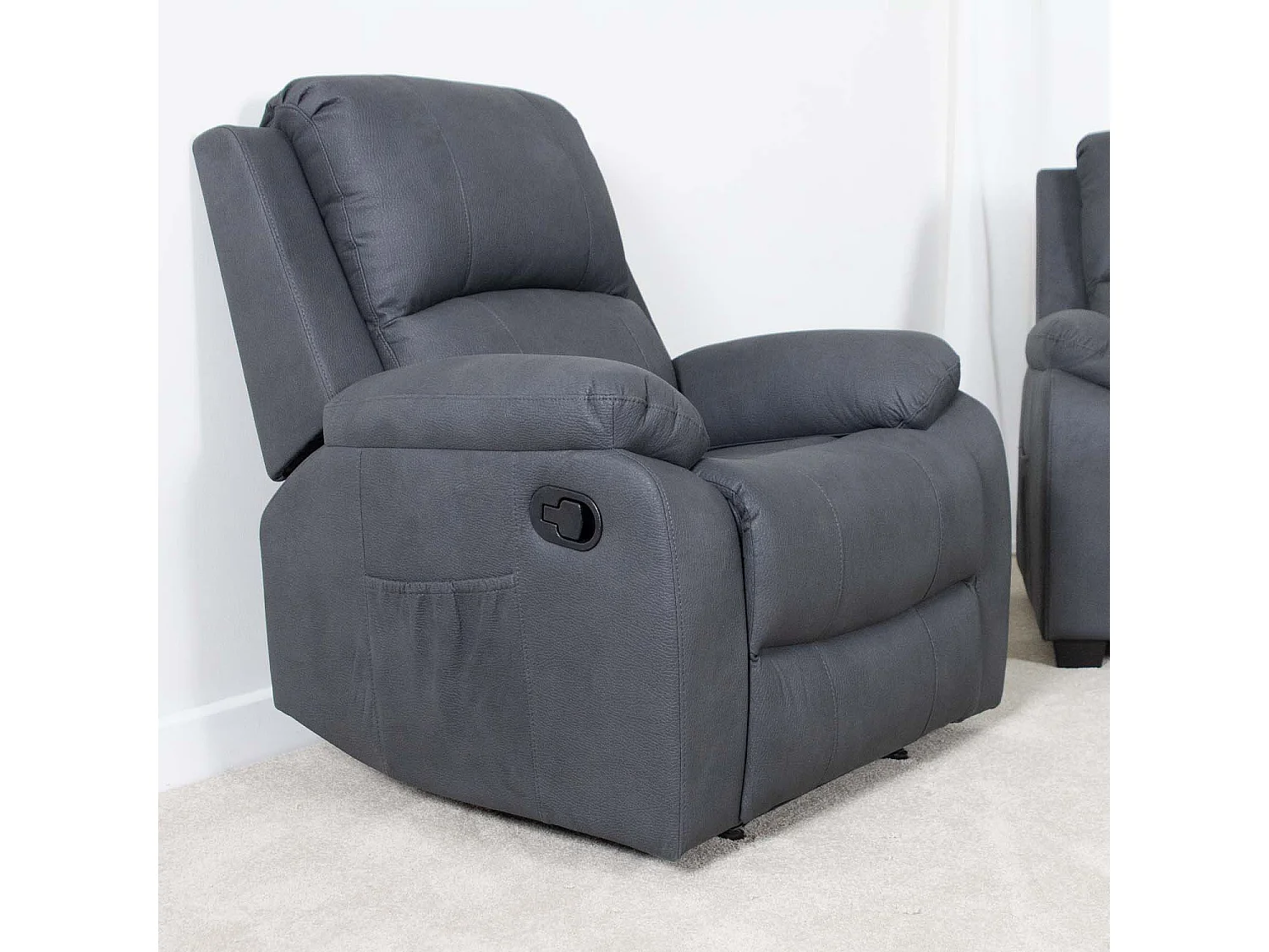 Alaska Grey Fabric 3 Seater & 2 Recliner Chairs