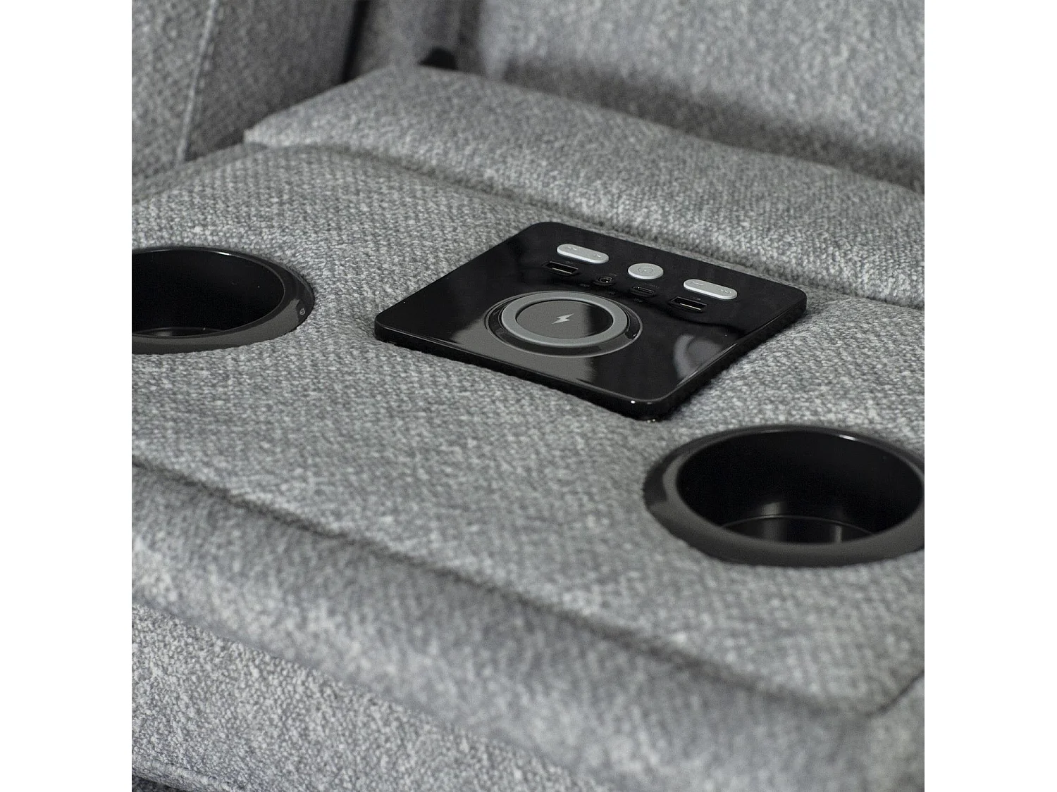 Milano Grey Fabric Electric Reclining Sofa Suite USB Cup Holder