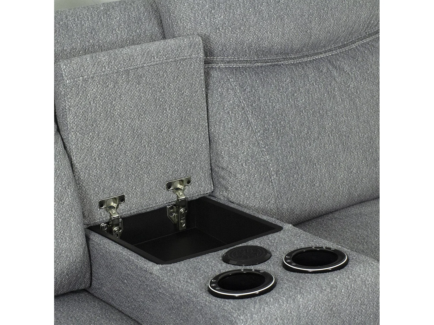 Milano Grey Fabric Electric Reclining Sofa Suite USB Cup Holder