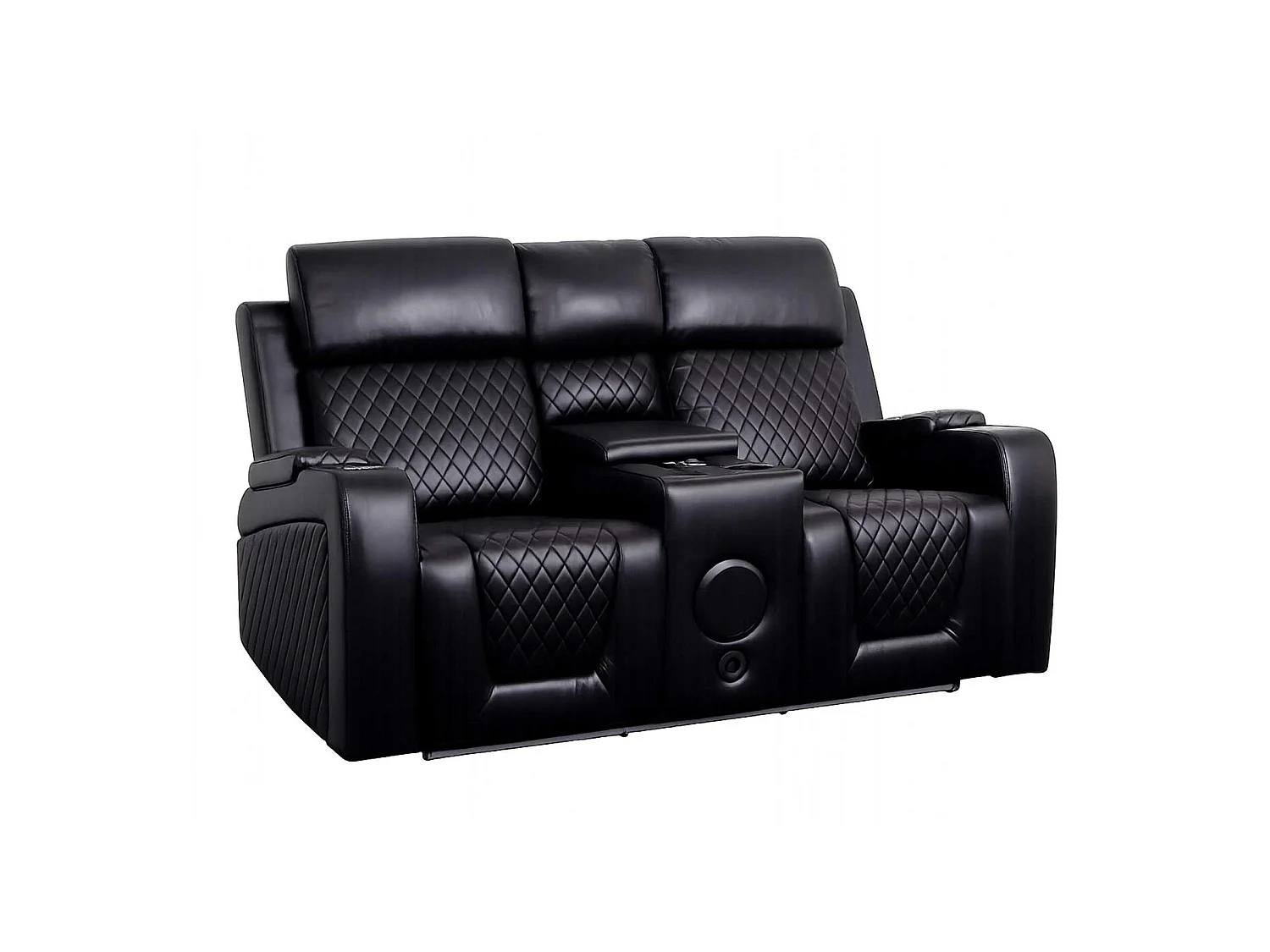 Felix Black Leather Electric Reclining Sofa Suite USB Cup Holder