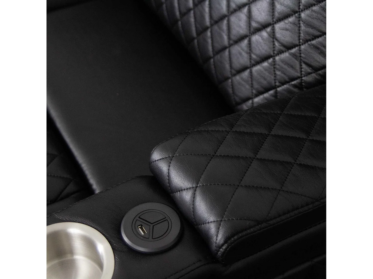 Felix Black Leather Electric Reclining Sofa Suite USB Cup Holder