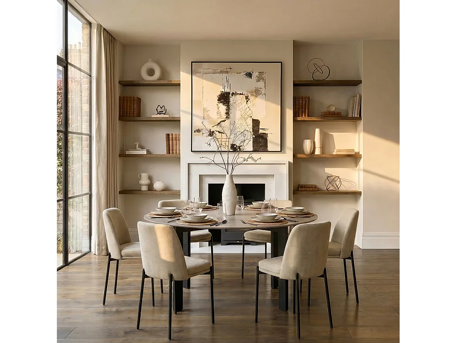 Isla Dining Chairs Set of 2 - Sable, Washed Chenille, Steel Base