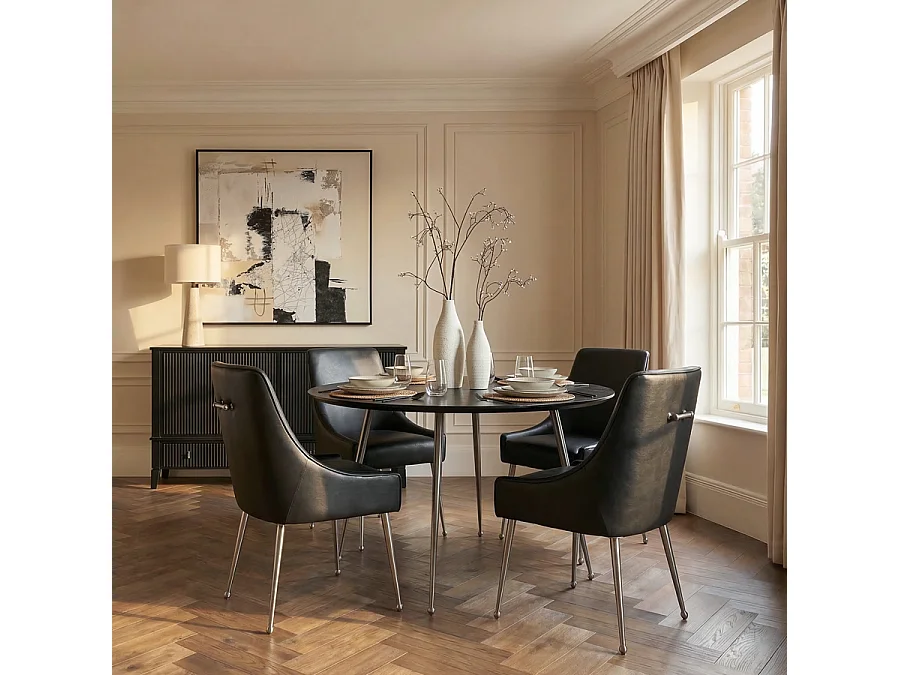 Mason Dining Table, Rectangular Ash Top with Brushed Silver Legs
